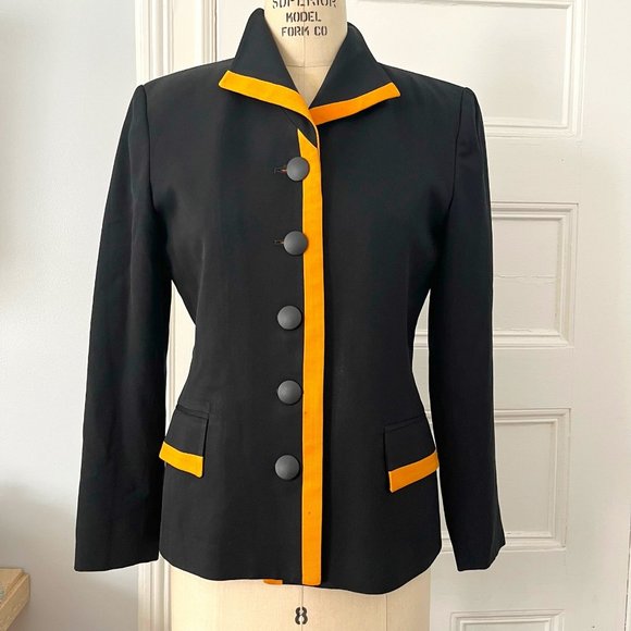 Christian Dior Jackets & Blazers - Vintage 1980s Christian Dior Black Wool Gabardine Jacket Women's Size 4